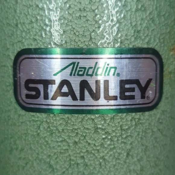 Original Vintage 80's Aladdin STANLEY Olive Green Crackle Vacuum Thermos 32 oz.‎ - Picture 4 of 15